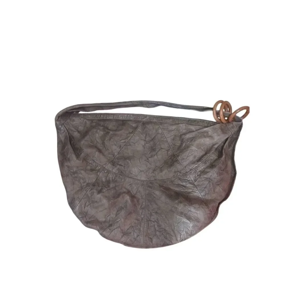 Crossbody leather with a forest green suede velvet lining oversized Forestcore d